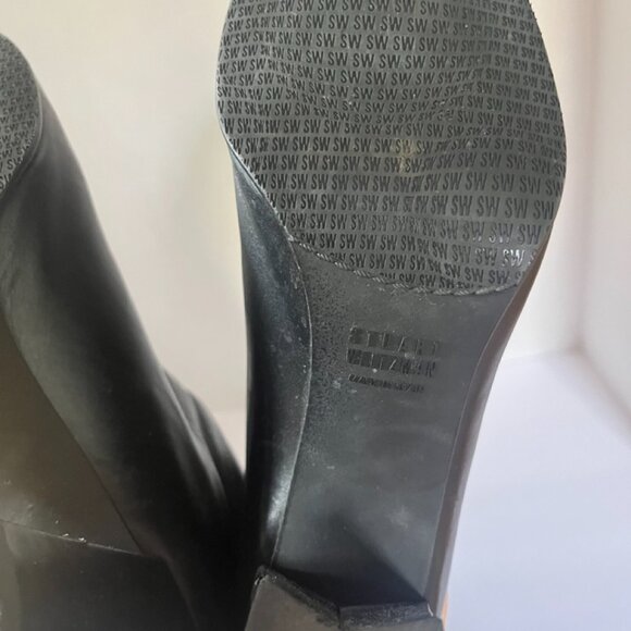 Stuart Weitzman Black Heeled Leather Slide-On Boots US 7.5 - Picture 11 of 12